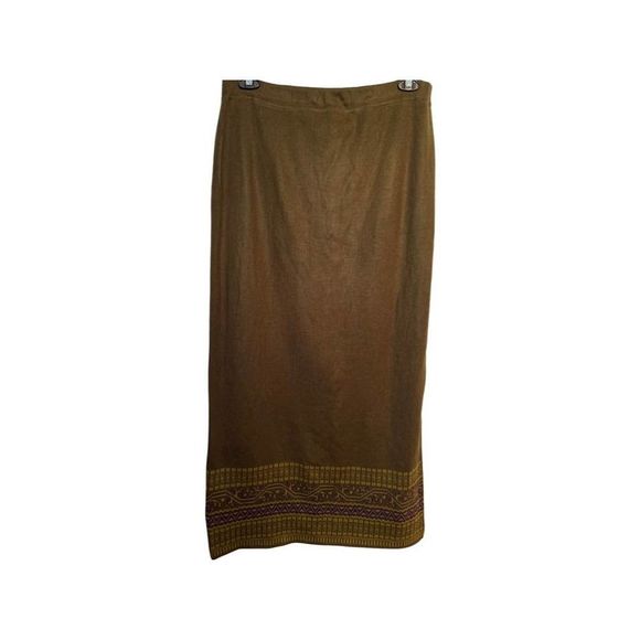 Lennie for Nina Leonard Olive Maxi Skirt Size Large - Picture 2 of 6
